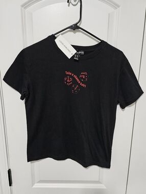 Streetwear Society Graphic T-Shirt Crop Top, Black, Medium, New w/Tags